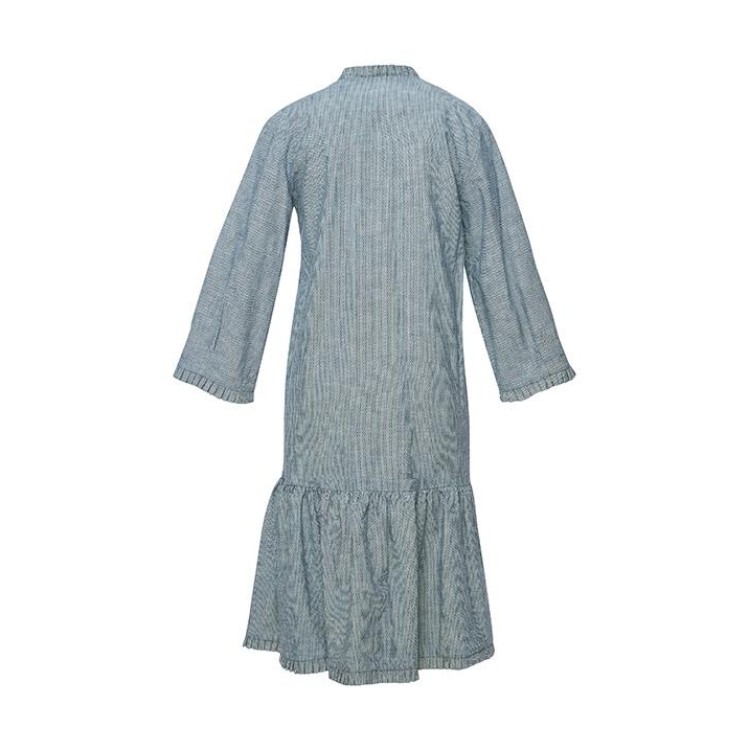 Midi cotton denim dress in striped blue