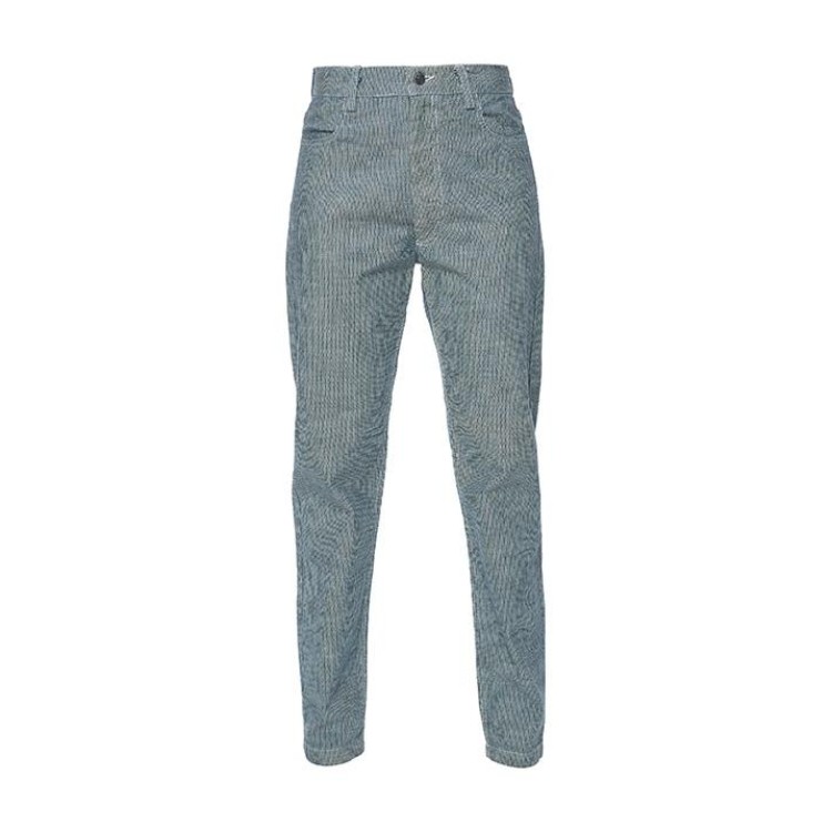 Classic mom cotton denim pants in striped blue