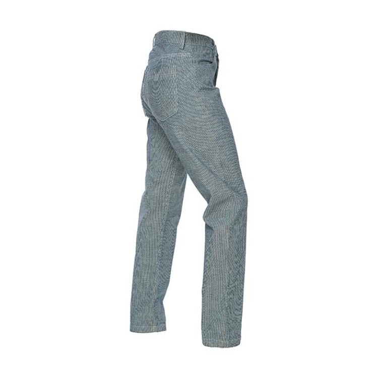 Classic mom cotton denim pants in striped blue