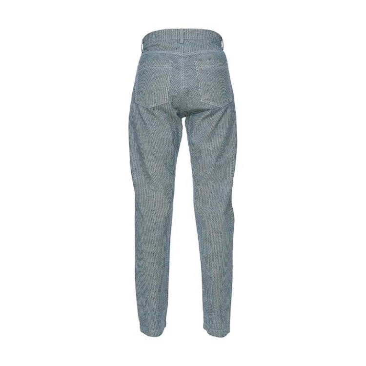 Classic mom cotton denim pants in striped blue